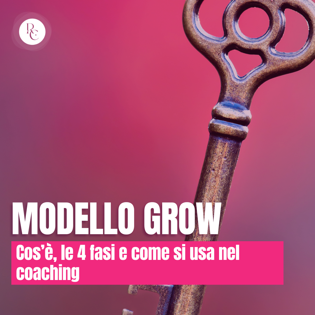 Chiave antica su sfondo rosa - illustrazione del modello GROW nel coaching